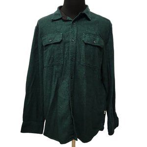The North Face Mens Green Collared Flap Pockets Long Sleeve Flannel Shirt Sz XL